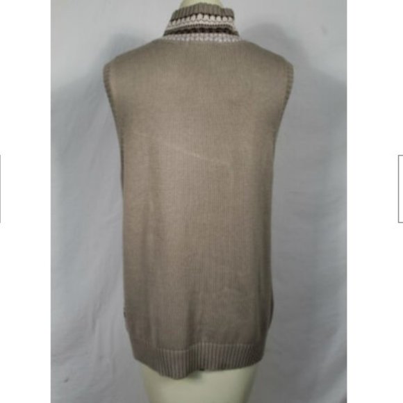Liz Claiborne NWOT brown tan zip nordic vest M - Picture 2 of 3